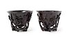 * A Pair of Chinese Zitan Libation Cups Each height 3 1/8 inches.