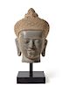 * A Large Cambodian Carved Stone Head of Buddha Height 30 inches.