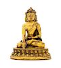 A Sino-Tibetan Gilt Bronze Figure of a Bodhisattva Height 4 1/8 inches.