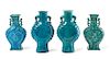 * Two Pairs of Turquoise Glazed Porcelain Vases Height of tallest 12 3/4 inches.