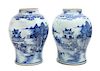 Two Blue and White Porcelain Baluster Jars Height of taller 14 1/2 inches