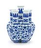 A Blue and White Porcelain Six-Spouted Vase Height 7 1/4 inches.