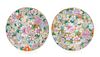 * A Pair of Gilt Decorated Famille Rose 'Millefleur' Porcelain Shallow Plates Diameter of each 9 7/8 inches.