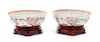 A Pair of Iron Red and Famille Rose Porcelain Bowls Diameter 7 inches.