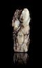 * A Black and White Jade Figure of a Standing Immortal Height 3 1/2 inches.