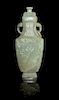 A Celadon Jade Covered Vase Height 10 inches.