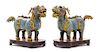 * A Pair of Cloisonne Enamel Figures of Qilin Length of each 12 inches.