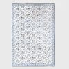 Stark Blue and White Needlework Floral Pattern Carpet