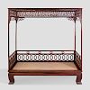 Chinese Carved Hardwood Bed