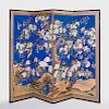 Chinese Four Panel Blue Ground Screen