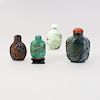 Four Chinese Carved Hard Stone Snuff Bottles