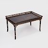 Chinese Export Black Lacquer and Parcel-Gilt Tray on Later Painted Stand