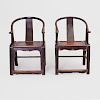 Pair of Chinese Stained Hardwood Armchairs