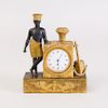 Charles X Parcel-Gilt Bronze Clock with Figure Emblematic of North America