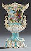 Old Paris Porcelain Jacob Petit Baluster Flare Vase, 19th c., with a gilt rim and highlights on a bleu d'celeste ground, with applied dragon handles, 