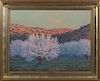 Malcolm Hughes (1920-1997, Texas), "Orchard Moonrise," 20th c., oil on canvas, signed lower right, titled verso, presented in a wide gilt frame, H.- 2