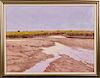 John Stanford (Florida), "Lowlands Landscape," 20th c., oil on board, signed lower left, presented in a gilt frame with a linen mat, H.- 29 1/2 in., W