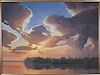 Michelle V. Kondos (California, New Orleans), "Sunset Bayou Scene," 1996, oil on canvas, signed and dated lower right, presented in a silvered frame H