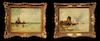 W. Joungen, "Harbor Scenes," 19th c., pair of oils on panel, presented in matching gilt and gesso frames, H.- 9 in., W.- 11 1/2 in. Provenance: Privat