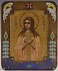 Russian Icon of Saint Zinayida, Moscow, 1908-1917, Palek School, in a silver and enamel frame from the first Moscow artel, H.- 4 5/8 in., W.- 3 3/4 in