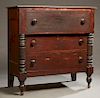 American Classical Carved Mahogany Butler's Desk, 19th c., the rectangular top over a fall front secretary drawer with an inset baize writing surface,