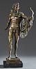 Continental Patinated Bronze Figure of an Archer, 19th c., in the manner of the "Apollo Belvedere" Antique in the Vatican Museum, on a figured black m
