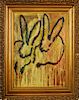 Hunt Slonem (1951-, Louisiana), "Metallic Bunnies," 2015, oil on wood panel, signed and dated verso, presented in an antique gilt and gesso frame, H.-