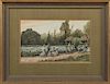 John Korver (1910-1988, Baton Rouge, LA), "The Cotton Harvest," 20th c., watercolor, signed lower right, presented in a gilt and wood frame with a lin