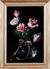 Joseph Pochí© (Baton Rouge), "Still Life of Pink Roses," 20th c., acrylic on panel, signed lower right, "Taylor Clark, Fine Prints, Paintings & Framin