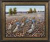 Betty Swearengen (Philipp, Mississippi), "The Cotton Pickers," 20th c., oil on canvas, signed lower left "Betty S.," artist's business card verso, pre