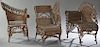 Group of Three American Wicker Photographers Chairs, c. 1900, two of recamier form, Tallest Recamier- H.- 37 1/2 in., W.- 34 in., D.- 18 in. (3 Pcs.)