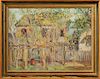 Gideon Townsend Stanton (1885-1964, New Orleans), "Uptown Home with Vine Covered Arbor," 20th c., oil on board, signed lower right, presented in a gil