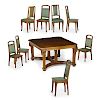 JACQUES GRUBER Dining table and eight chairs