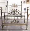 An American Brass Bed, Height of headboard 77 1/2 inches.