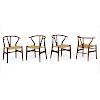 HANS WEGNER Set of four Wishbone dining chairs