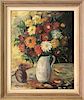 Maggy Monier Oil on Canvas of Vase with Flowers