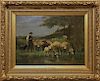 A. Voight Oil on Canvas of a Shepherd and Flock