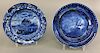 Two Historical Blue Staffordshire Plates