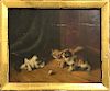 Oil on Panel of Kittens by F. Krantz