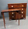Late Sheraton Chest of Drawers and  Mahogany Table