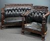 Victorian Ornately Carved Two Piece Parlor Suite