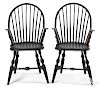 Two New York continuous arm Windsor chairs