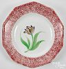 Red spatter mourning tulip plate