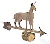 Carved and painted stag weathervane
