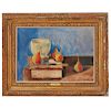 Max Weber (1881-1961) Still Life Painting, "Pears on a Book"