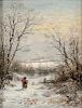 Charles Franklin Pierce (American, 1844-1920)  Heading Home/Figure and Dog in a Winter Landscape