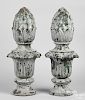 Pair of cast iron architectural pineapple finials