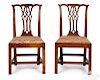 Two Chippendale figured maple side chairs