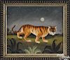 Martha Cahoon oil on board of a tiger