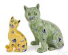 Two Emile Galle faience cats